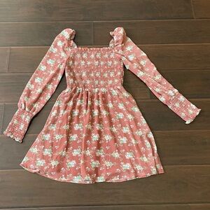Melloday Smocked Brown Floral Dress NWT